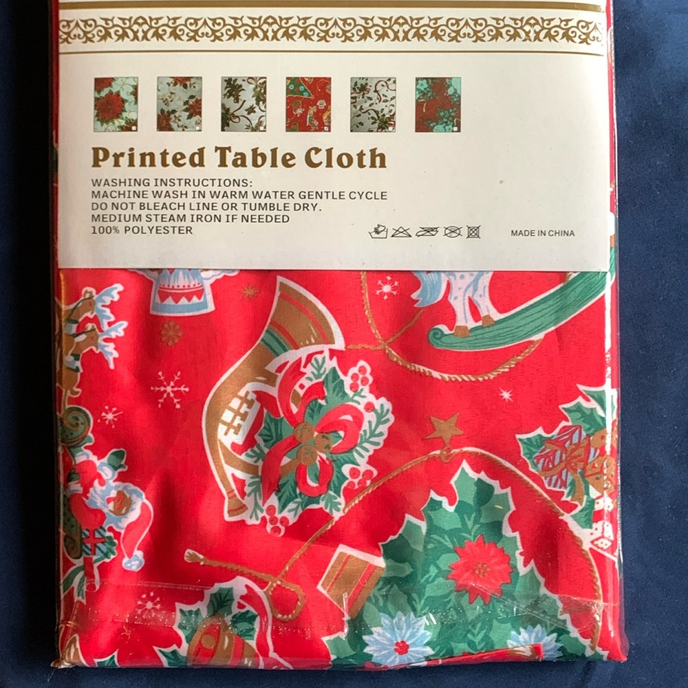 NIP Printed Christmas 60” X 90” Table Cloth